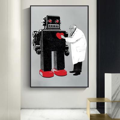 China Contemporary Modern Wall Art Home Decor Frameless Robot Scientists Picture Printed Canvas Painting for sale