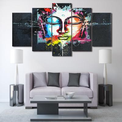 China 2018 New Design Unframed Buddha Canvas Oil Print 5 Panels Waterproof Painting Modern Wall Art Decor Painting for sale