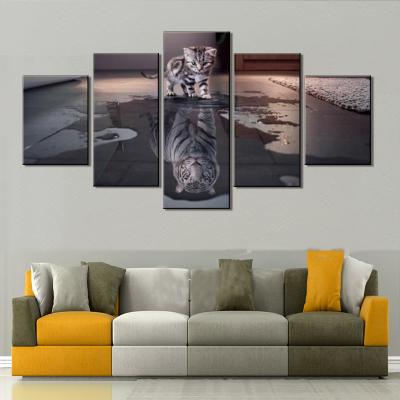 China Environmental Friendly Multi Panel Cat Tinger Canvas Painting Animal Poster Anime Wall Art HD Giclee Prints for sale