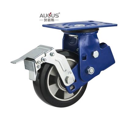 China Single Spring Adjustable Castor Wheel Aluminium Core Rubber Wheels HD-06 SERIES zu verkaufen