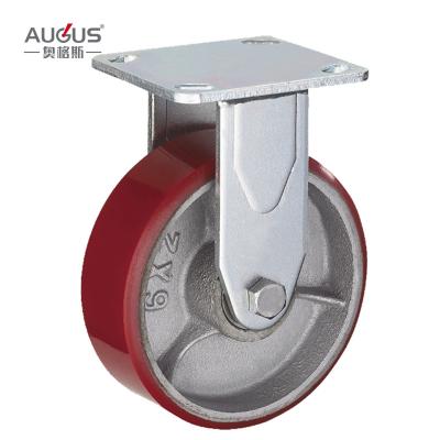 중국 Flat Red PU Iron Core Caster 4 5 6 8 inch Heavy Duty 50mm width Swivel Double Bearing 판매용