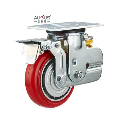 China Heavy Duty PU Double Spring Castor Wheels For Materials Handling Equipment zu verkaufen