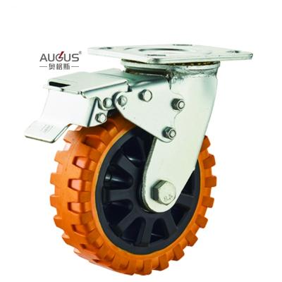 Chine Heavy Duty Rubber Castor Wheel Industrrial PU Rubber Swivel  Castor Wheel with Dual Lock Brake à vendre