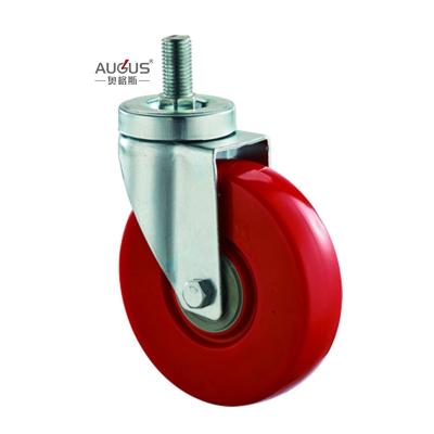 China Top Plate with Total Brake/Lock Bright Red PVC Wheel Medium Duty Caster for sale