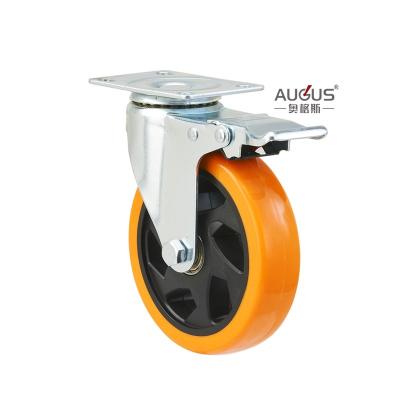 Chine Blue zinc plated medium duty low wheel fixed casters caster with brake wheels à vendre