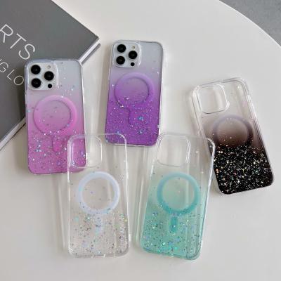 China Magnetic TPU Glitter Epoxy Phone Case For iPhone 14promax 13 pro Max Phone Cover for sale