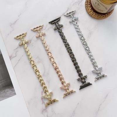 China Trendy Fashion Women Stainless Steel Strap For IWatch 7 45mm Charm Metal Apple Chain Strap For Apple Watch Band 44mm for sale