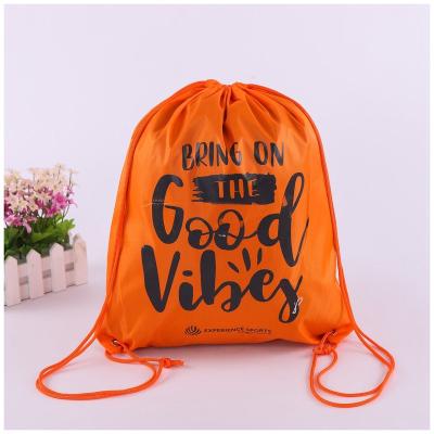 China Drawstring Bag Custom Logo Casual Gym Drawstring Sports Backpack Shopping Bag 210D Polyester Drawstring Backpack for sale