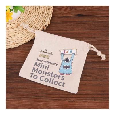 China Wholesale Custom Canvas Bag Custom LOGO Environmental Protection Cartoon Pattern Drawstring Bag Cotton Drawstring Pouch for sale