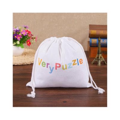 China Durable White Canvas Drawstring Bag Quality Environmental Protection Packing Bag Custom LOGO Portable Storage Drawstring Pouch for sale