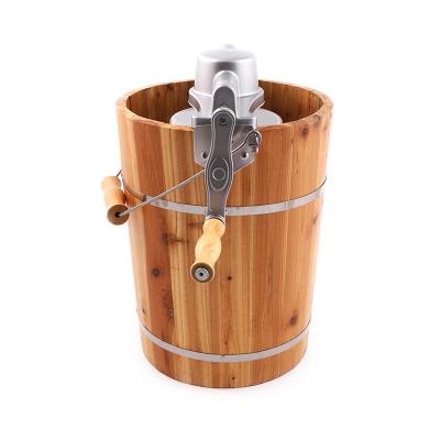 China Customization Outdoor Professional Manual Wooden Bucket With Handle Homemade Soft Ice Cream Healthy Cooling Ice Cream Maker for sale