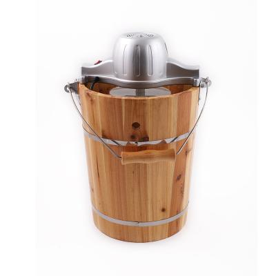 China Hotel Popular Products 6 Quart Wooden Bucket Fruit Yogurt Soft Ice Cream Maker High Quality Easy Cleaning Homemade Machine for sale