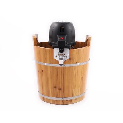 China 2021 Product Outdoor Popular Electric Wooden Bucket Frozen Yogurt Sorbet High Quality Ice Cream Maker for sale