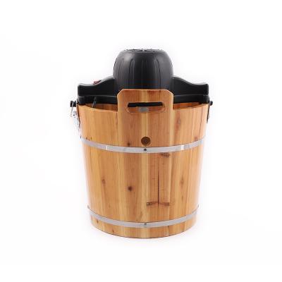 China Small Nostalgia 120V/220V Outdoor Portable Electric Wooden Easy Operation Ice Bucket Cooling Ice Cream Maker for sale