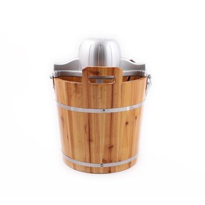 China Outdoor Traditional Electric Small Wooden Bucket Movable Simple Operation Easy To Clean Household Ice Cream Maker for sale