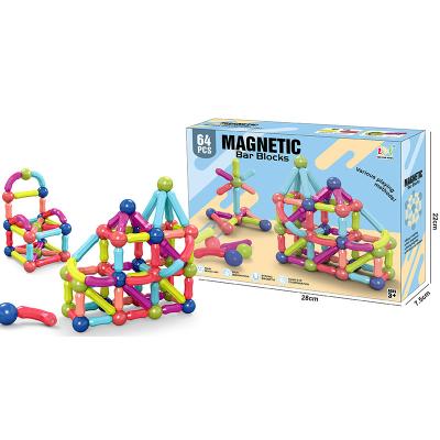 China Educational Toy New Magnetic Sticks Early Education Parent-child Interaction Bar Blocks Toy Set 64 PCS For Children for sale