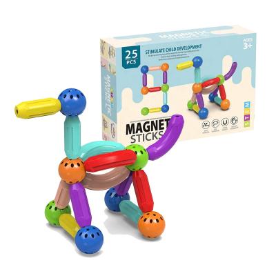 China Hot Educational Colorful Magnetic Stick Eco-friendly Material Rod Assembly Building Blocks Toy 3D DIY Medium Size Magnet For Kids for sale