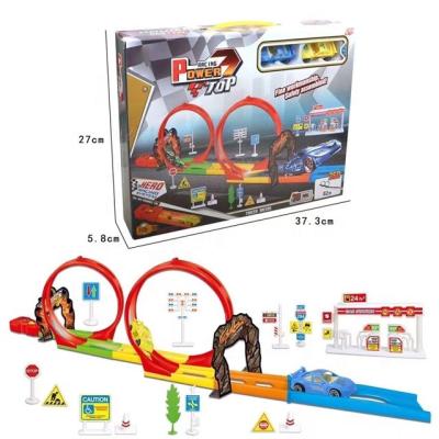 China Slot Toy Ejection Rail Car Toy Race Car Rolled at Splice Track. Pull back the car was fitted with 2 boy gift wrapping toys for sale