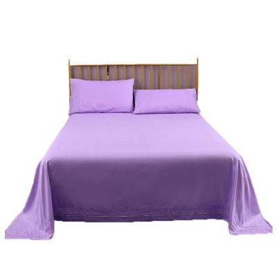 China Nondisposable Bedding Sets With Embroidery 100% Polyester 4 Pieces Fitted Sheet Microfiber Solid Color for sale