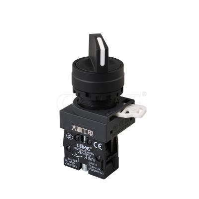 China 22mm Plastic Flat Head 1no 10a Waterproof Plastic Self Locking 2 Position Selector Rotary Switches for sale