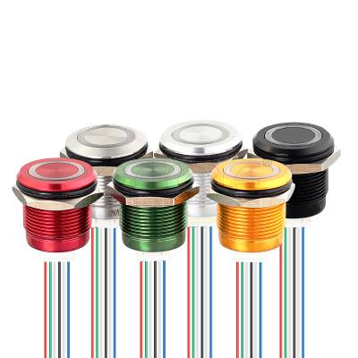 China 22mm Dual Color Aluminum Led Normally Open Push Button Momentary Switch For New Energy Electric Vehicle Start for sale