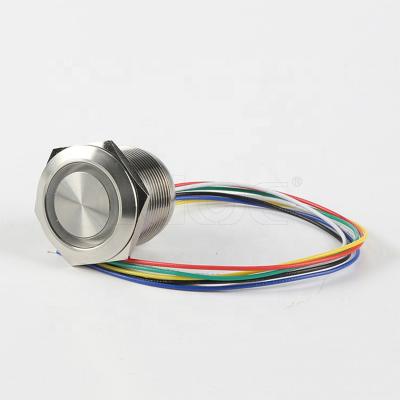 China Stainless Steel 19mm Reset Ring Illuminated Normally Open Waterproof Led Push Button Switch for sale