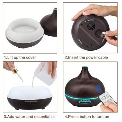 China Household Wood Grain Humidifier Ultrasonic Soft Humidifier Home Diffuser Led Light Air Diffuser Oil Diffuser Aromatherapy for sale