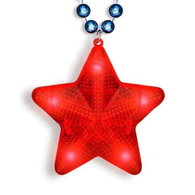 China Hot Selling Christmas Holiday Decorations LED Colorful Light Up Light Up Christmas Star Shape Necklace for sale