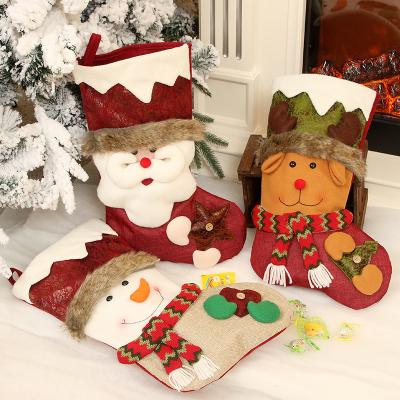 China Eco-Friendly Christmas Ornaments Snowman Elks Christmas Tree Candy Gift Bag Pendant Christmas Stockings for sale