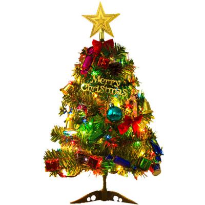 China PVC 50cm Mini Christmas Decoration Tabletop Christmas Tree Set With Lights for sale