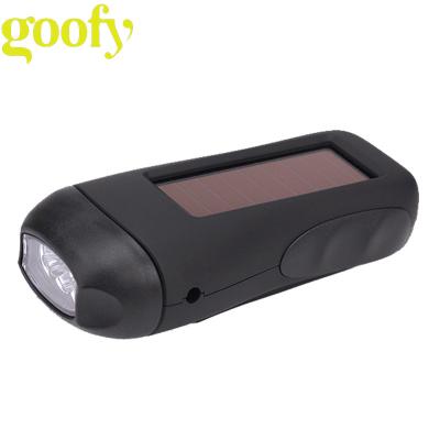 China Crank Flashlight Survival Gear Torch Dynamo High Power Camping Solar Powered Rechargeable Self Powered Led Flashlight for sale