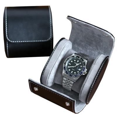 China Leather Black, Brown, Gray Most Popular Single Double Door Travel Watch Watch Box With Button Lock for sale