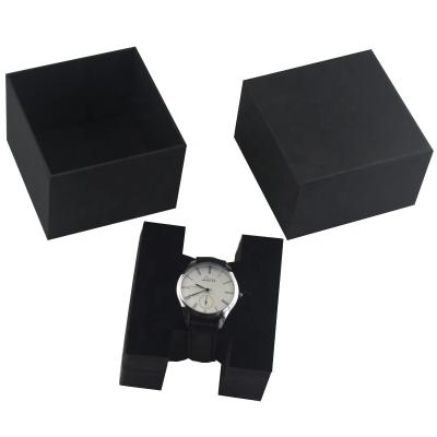 China New Wholesale Cheap Single Paper Watch Box Paper Lid And Low Structure Cardboard Box For Watch With Foam Tray for sale