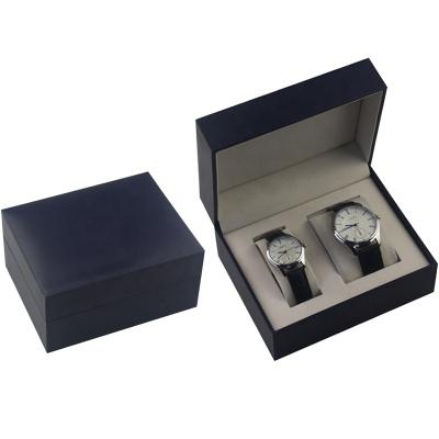 China Good Quality Luxury Watch Display Case Square Paper Eco-friendly Plastic Double Boxes For 2 Watches for sale