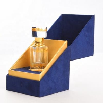 China Handmade Lango Customized Good Quality Oblique Lid Velvet Gift Box Perfume Packaging With EVA Lining for sale