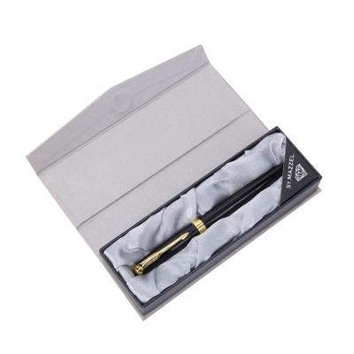 China Handmade Wholesale Magnetic Closure Custom Logo Design Paper Cardboard Pen Box Packing With Satin Lining for sale