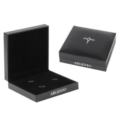 China New design high end plastic frame quality leatherette cufflink button box with custom logo for sale