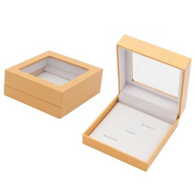 China Paper Lango Customized Good Quality Mens Cufflink Plastic Hinged Paper Box With Clear PVC Window for sale