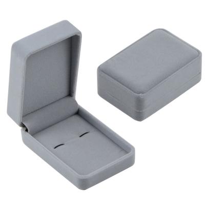 China Yiwu Brand Luxury Gray Velvet Cufflink Box Case Professional Paper Supplier Top Product Display With Custom Logo for sale