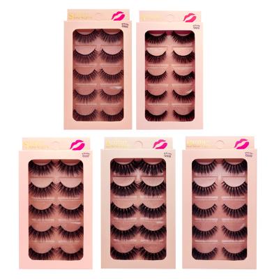 China Mink Lashes SHIDISHANGPIN 5 Pairs Lashes Mink Lashes 1 Box Eyelash False Mink Eyelashes Natural For 3d Makeup Maquillaje for sale