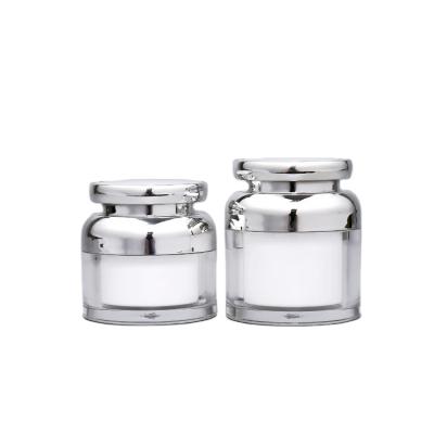 China Recyclable Material 30ml /50ml /120ml/150ml/250ml Acrylic Cosmetic Packaging Containers Airless Pump With Lid for sale