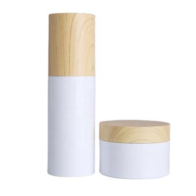 China 30ml-120ml Custom Sprayer Pump Bottle Empty Unique Design Bamboo Material Eco-Friendly Recyclable Cosmetic Packaging for sale