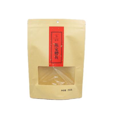 China Recyclable Laminated Kraft Paper Bags Kraft Paper Cheap Pouches Frosted Window Opening Bag for sale