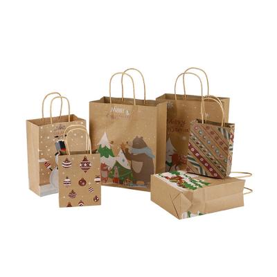 China Eco Friendly Recyclable Recycled Christmas Kraft Paper Small Big Shopping Bulk Bag for sale