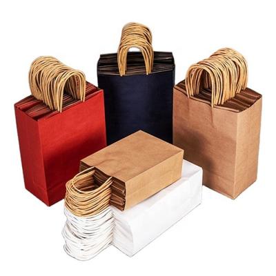 China Recyclable Biodegradable Brown Recycle Paper Bag Thank You Take Away Kraft Paper Bag for sale