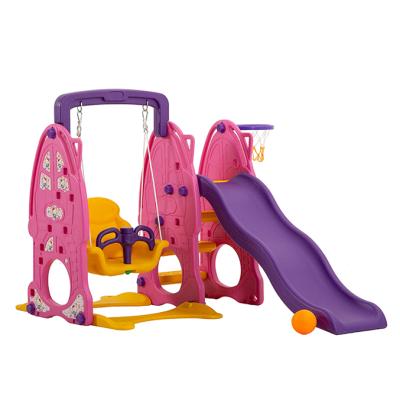 China Modern Wholesale Indoor Playground 3 In 1 Plastic Baby Playground Kids Swing And Slide for sale