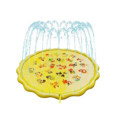 China Customized Modern Outdoor Round Inflatable Water Play Mat 170cm Splash Sprinkler Pad Kids Summer Fun for sale