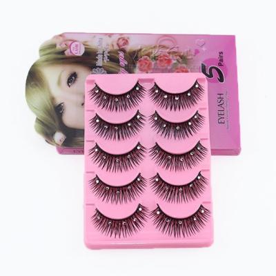 China Thick 5 Pairs Colorful Glitter Shimmer Synthetic Diamond Jewel color lash Stage Performance Latin Dance Stage Fake Eyelashes Kids for sale