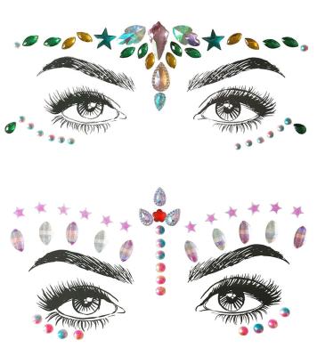 China Temporary Mermaid Face Jewels Rhinestone Tattoo Face Glitter Crystals Rainbow Tears Face Gems Stickers Fit for Festival Party for sale