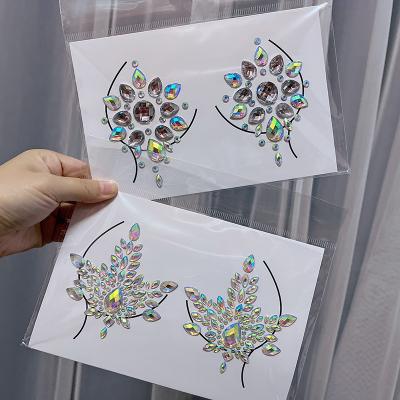 China Temporary Wholesale Custom Fashion Sexy Hot Selling Rhinestone Pasties Nipple Covers body rhinestone sticker for sale